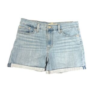 Levi Strauss Womens Size 29 Mid Length Denim‎ Jean Shorts Blue Cuffed Rolled